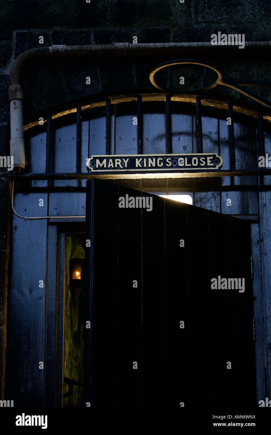 Signer pour Mary King's Close, Édimbourg Banque D'Images