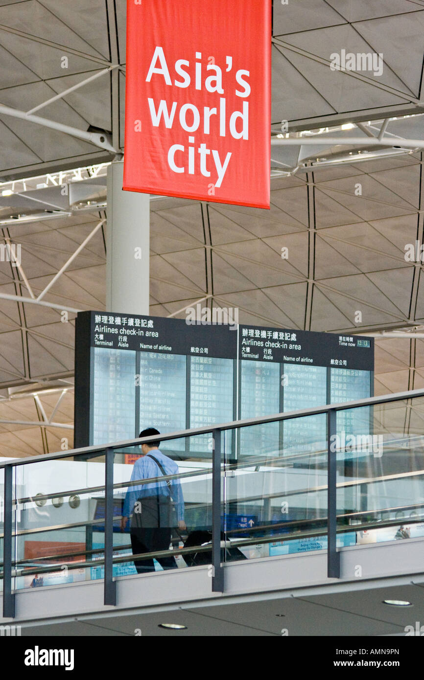 Ville Monde Asie zone des départs de l'Aéroport International de Hong Kong HKG Banque D'Images