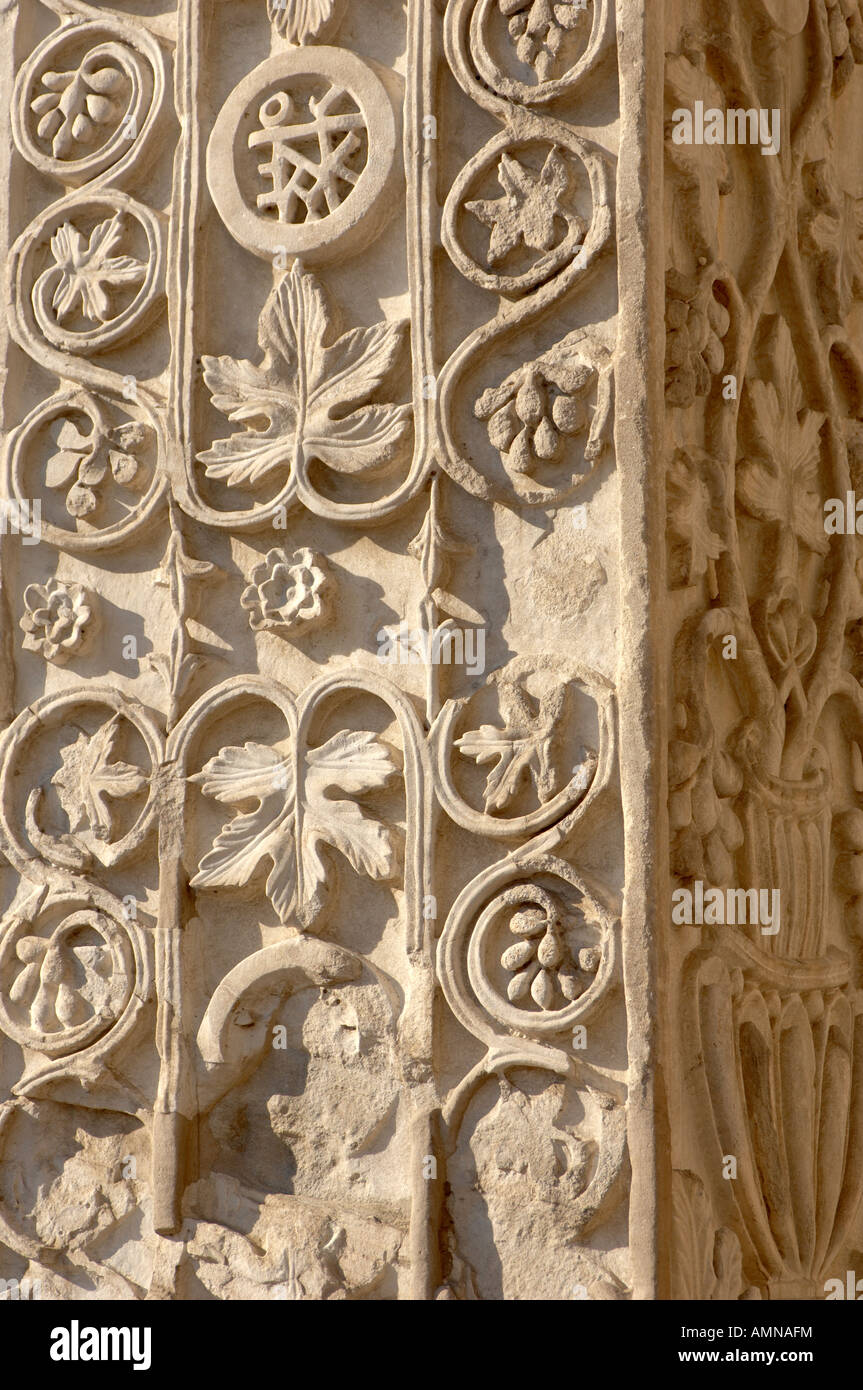 Venise, Italie. Détail de sixième siècle piliers d'Acre St Marks. Banque D'Images