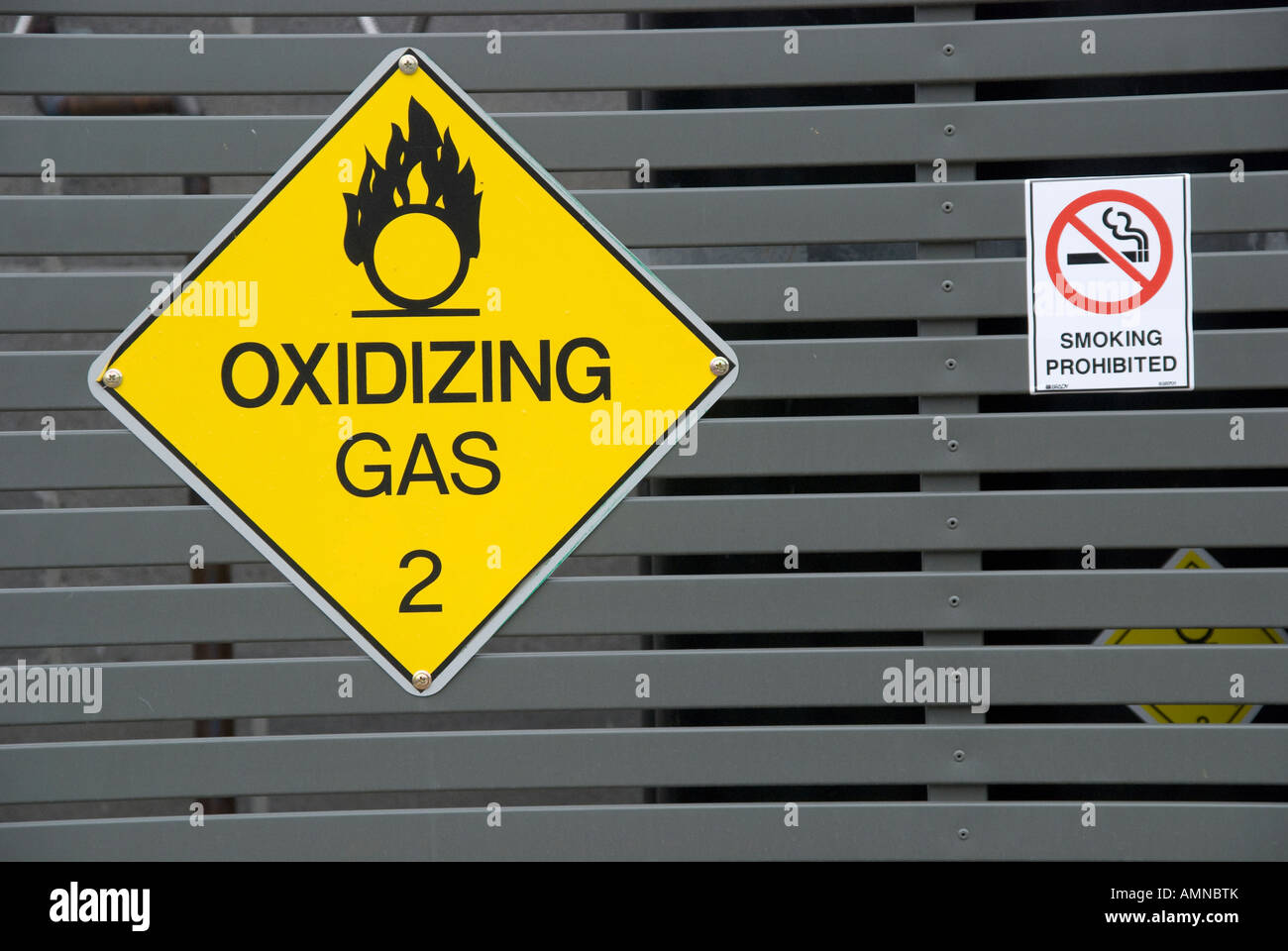 Avertissement signe de gaz oxydant Banque D'Images