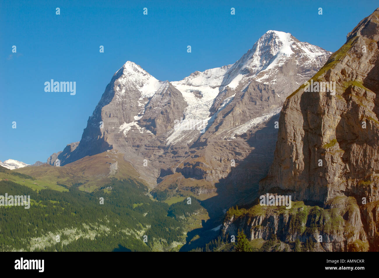 L'Eiger Murren à partir de la région de la Jungfrau. Rhône-Alpes Suisse Banque D'Images