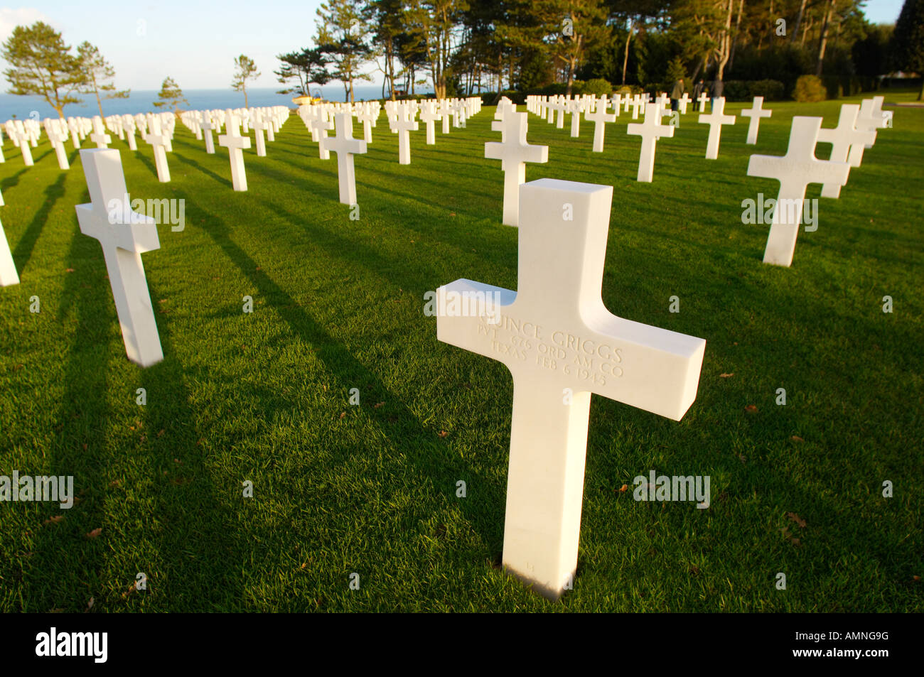 American seconde guerre mondiale Cimetière Débarquement à Omaha Beach. Normandie France. Banque D'Images