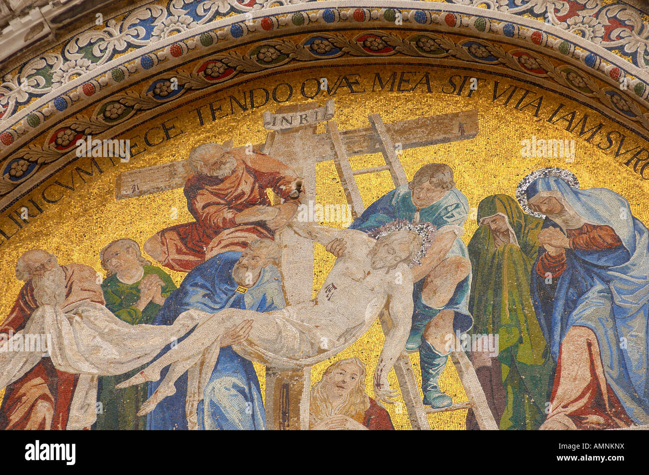 Venise, Italie. Basilique Saint Marc (san marco). Le Christ étant retiré de la mosaïque. Banque D'Images