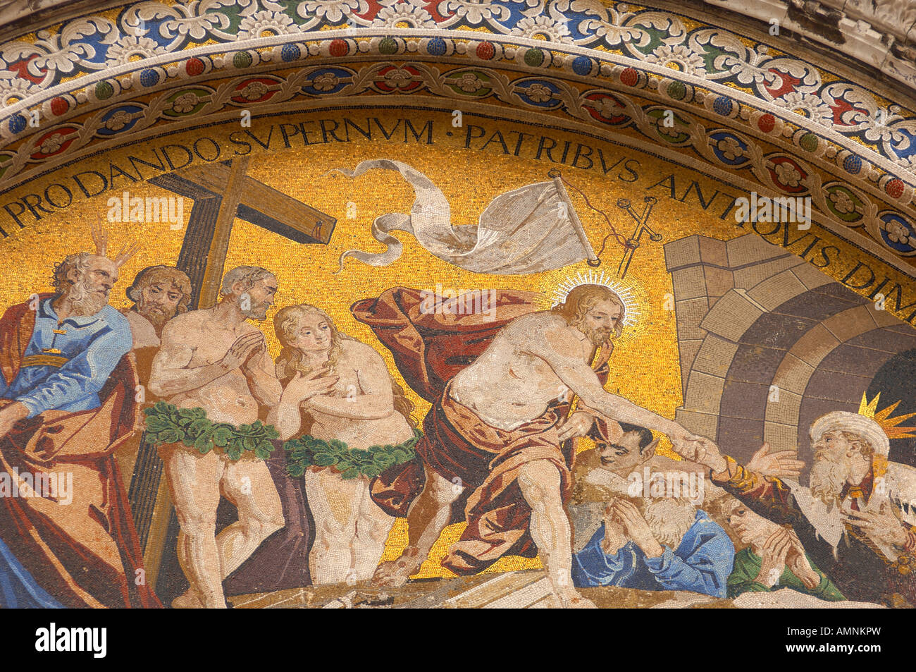 Venise, Italie. Basilique Saint Marc (san marco). La résurrection du Christ Mosaïque. Banque D'Images