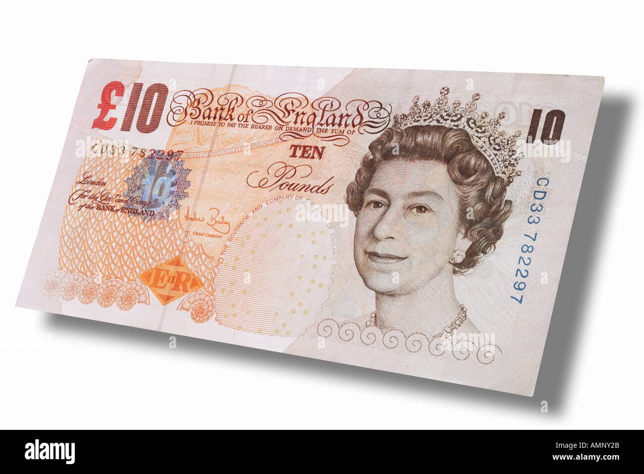 Dix billets de monnaie britannique British Pound, close-up Banque D'Images