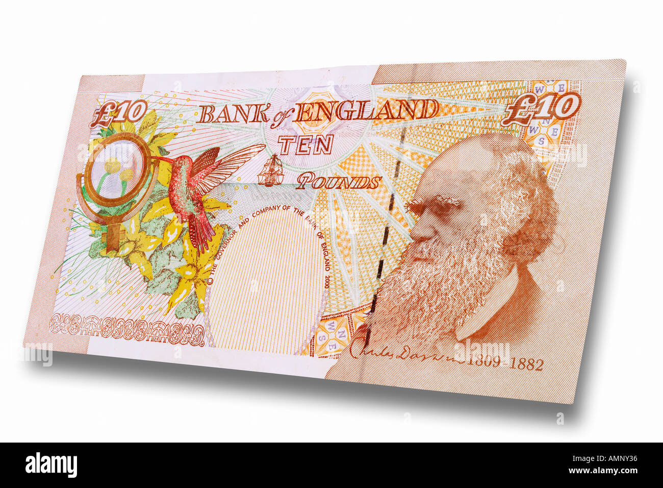 Dix billets de monnaie britannique British Pound, close-up Banque D'Images