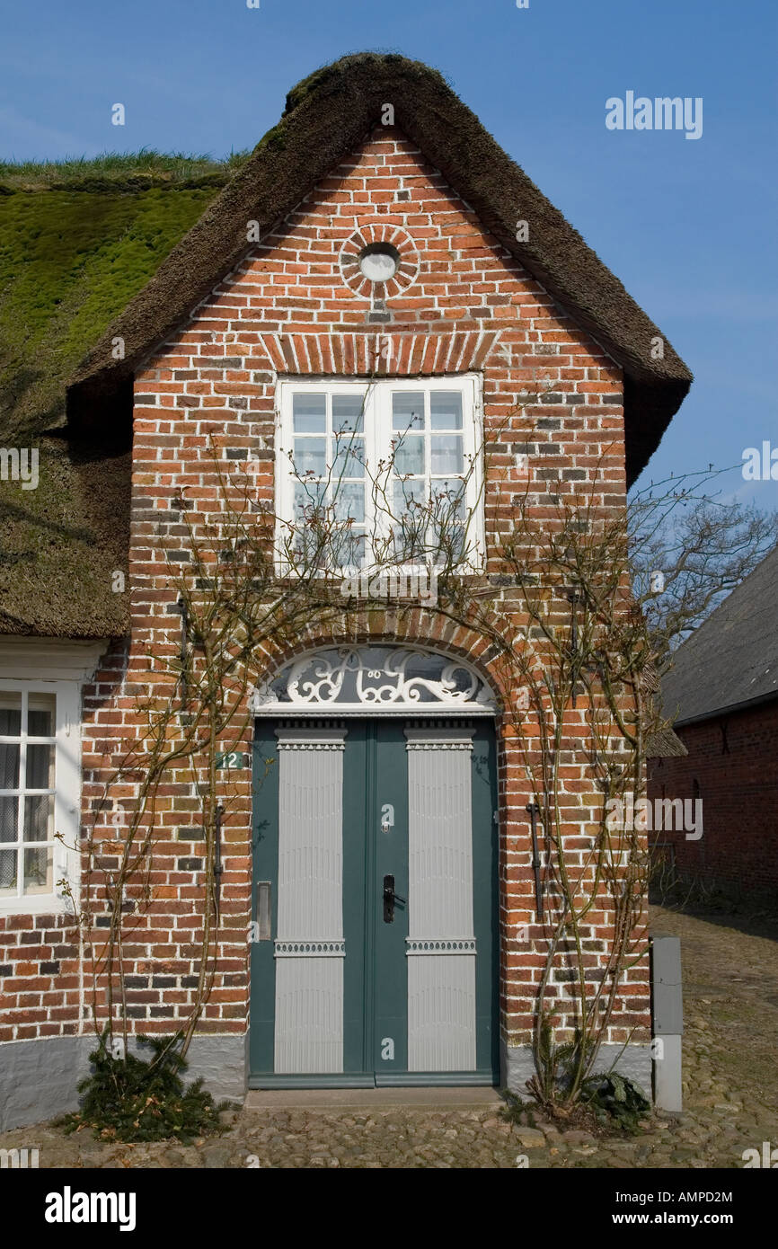 Vieux village cottage avec Moegelteonder thached roof Danemark Banque D'Images