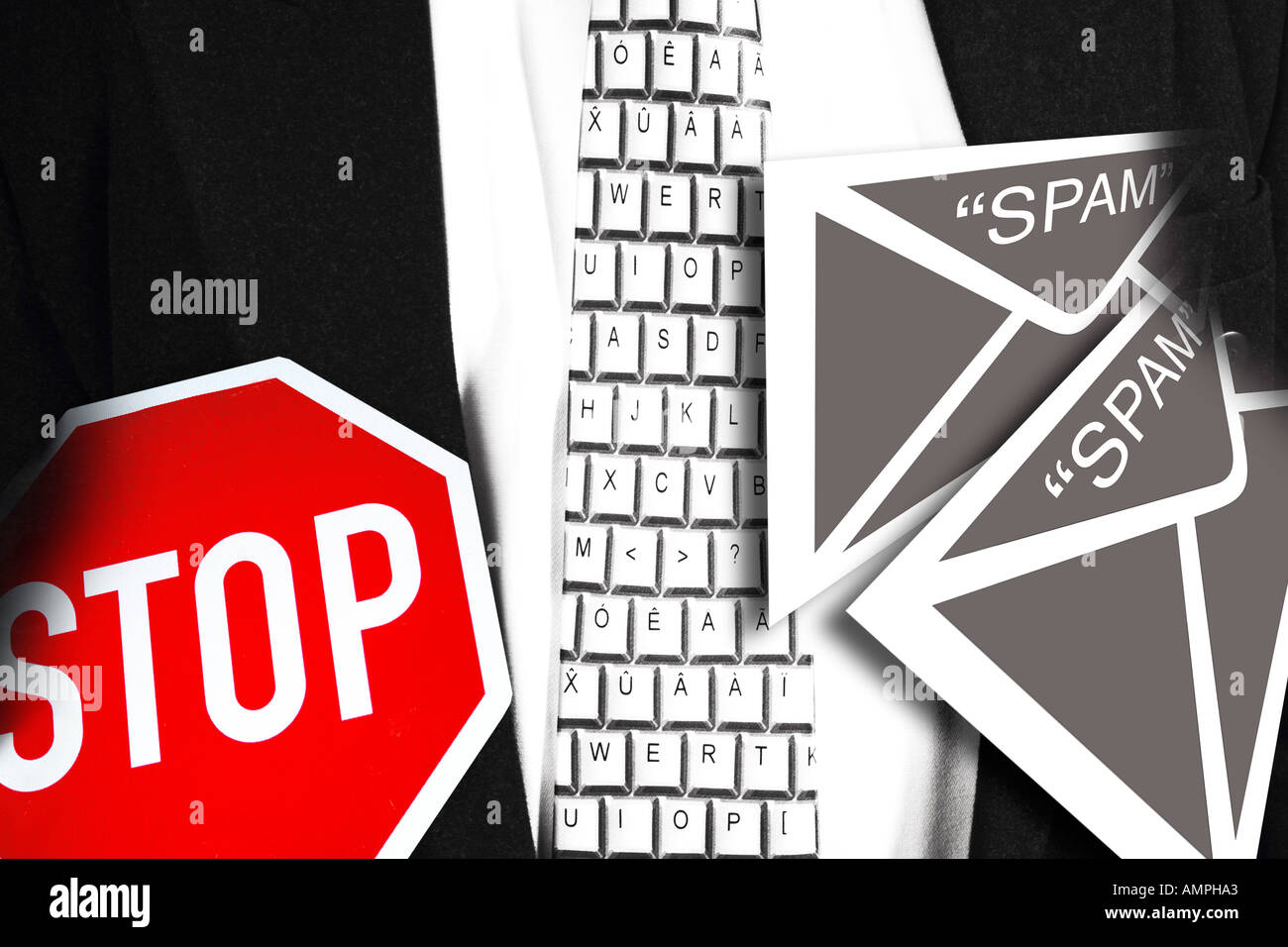 L'email de spam et de panneau d'arrêt, la composition Banque D'Images