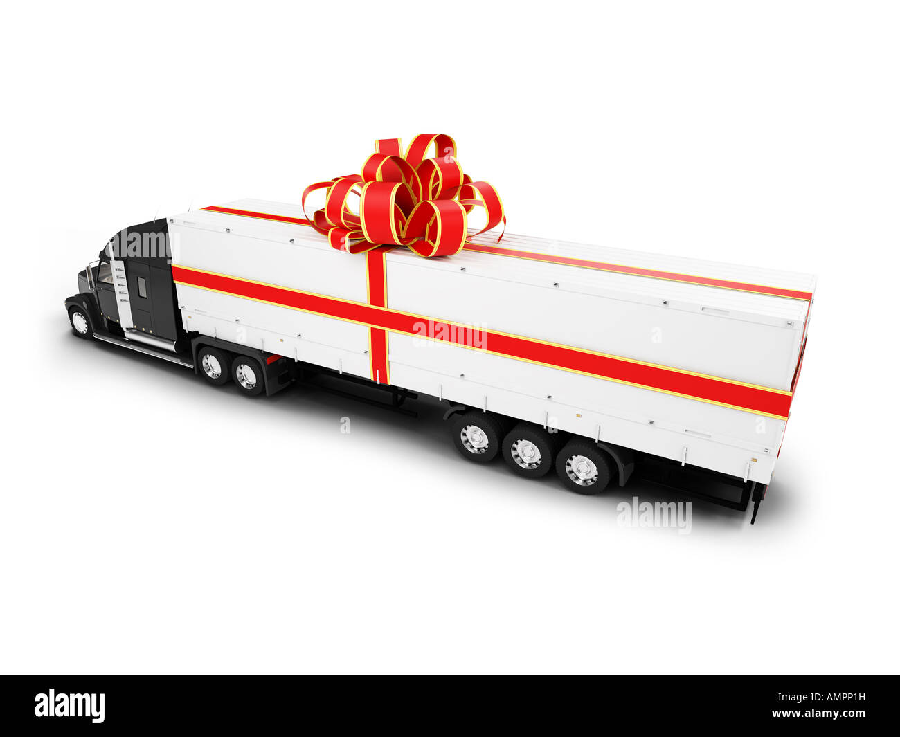Remorque présent isolé sur fond blanc Banque D'Images