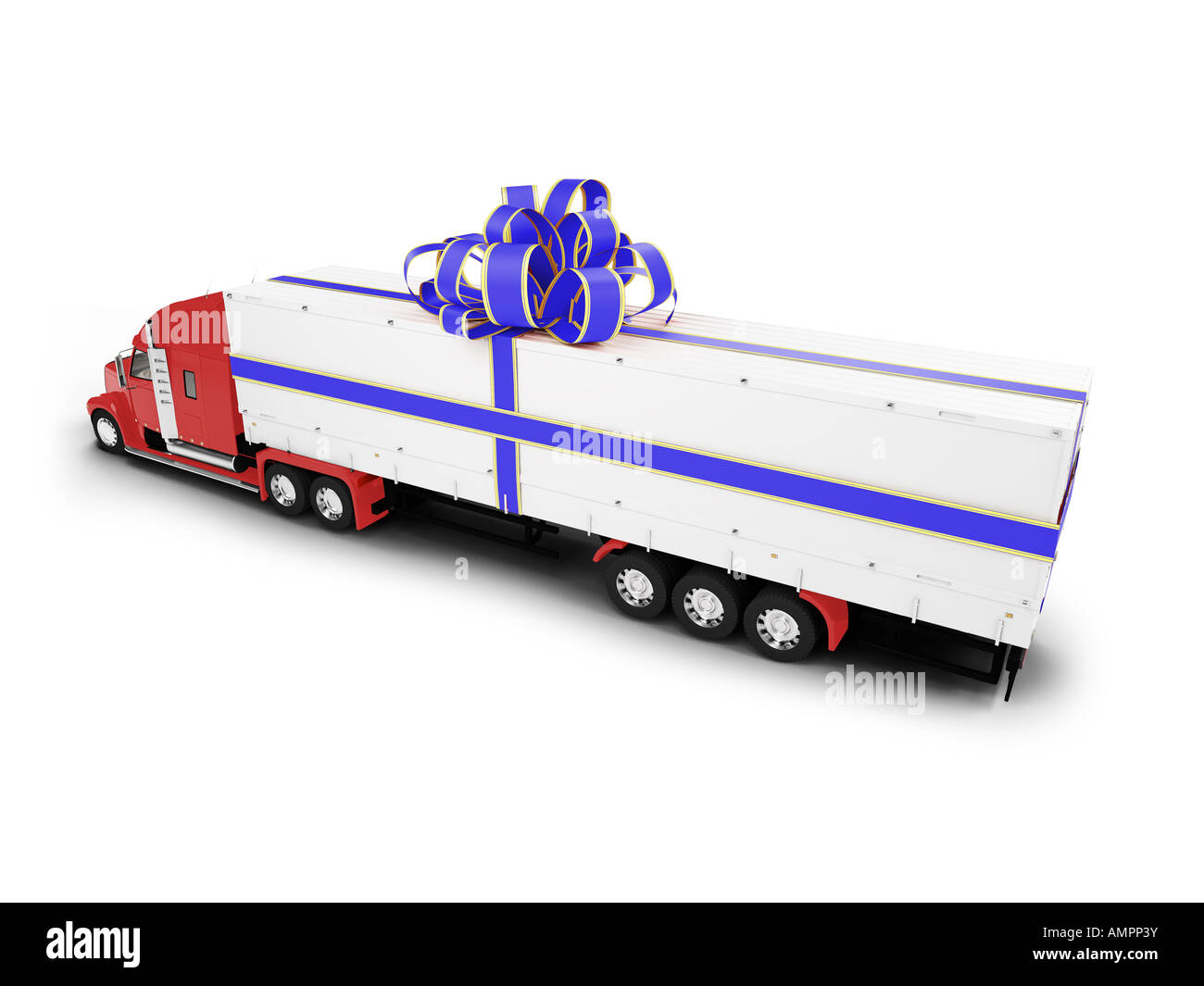 Remorque présent isolé sur fond blanc Banque D'Images