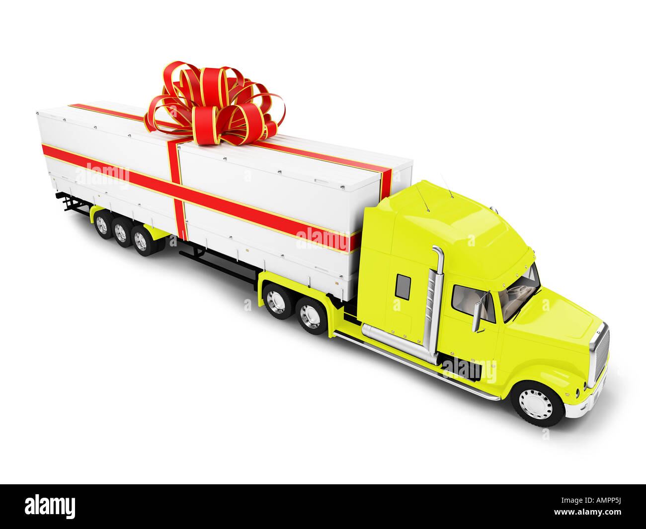 Remorque présent isolé sur fond blanc Banque D'Images