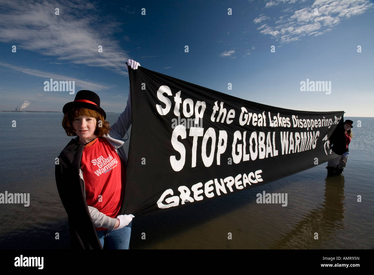 Les protestations de Greenpeace le réchauffement climatique et de la diminution de la région des Grands Lacs Banque D'Images