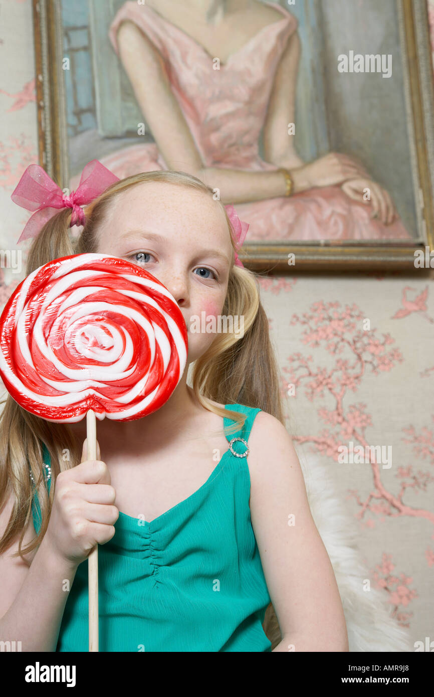 Girl with Lollipop Banque D'Images