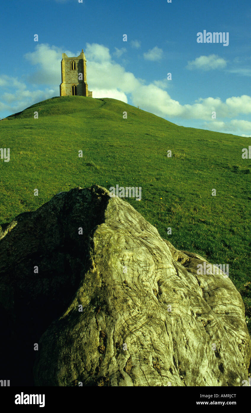 Burrow Mump (National Trust), Somerset, Royaume-Uni. Banque D'Images