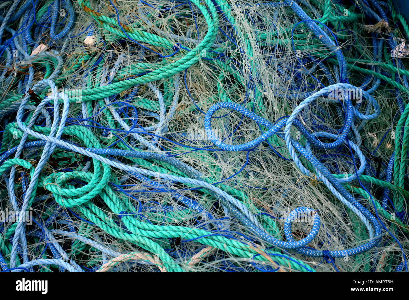 Les filets de pêche des bouées et cages St Ives Cornwall Banque D'Images