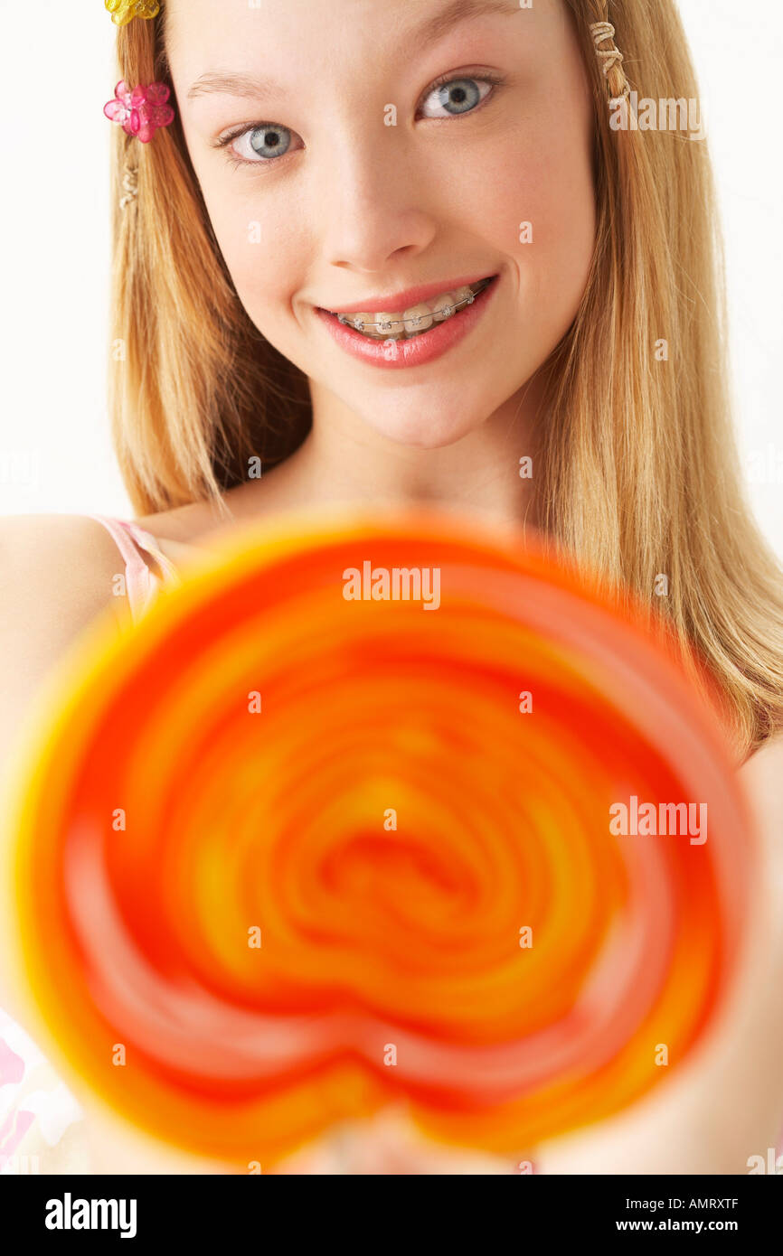 Teen girl with braces closeup Banque de photographies et d’images à