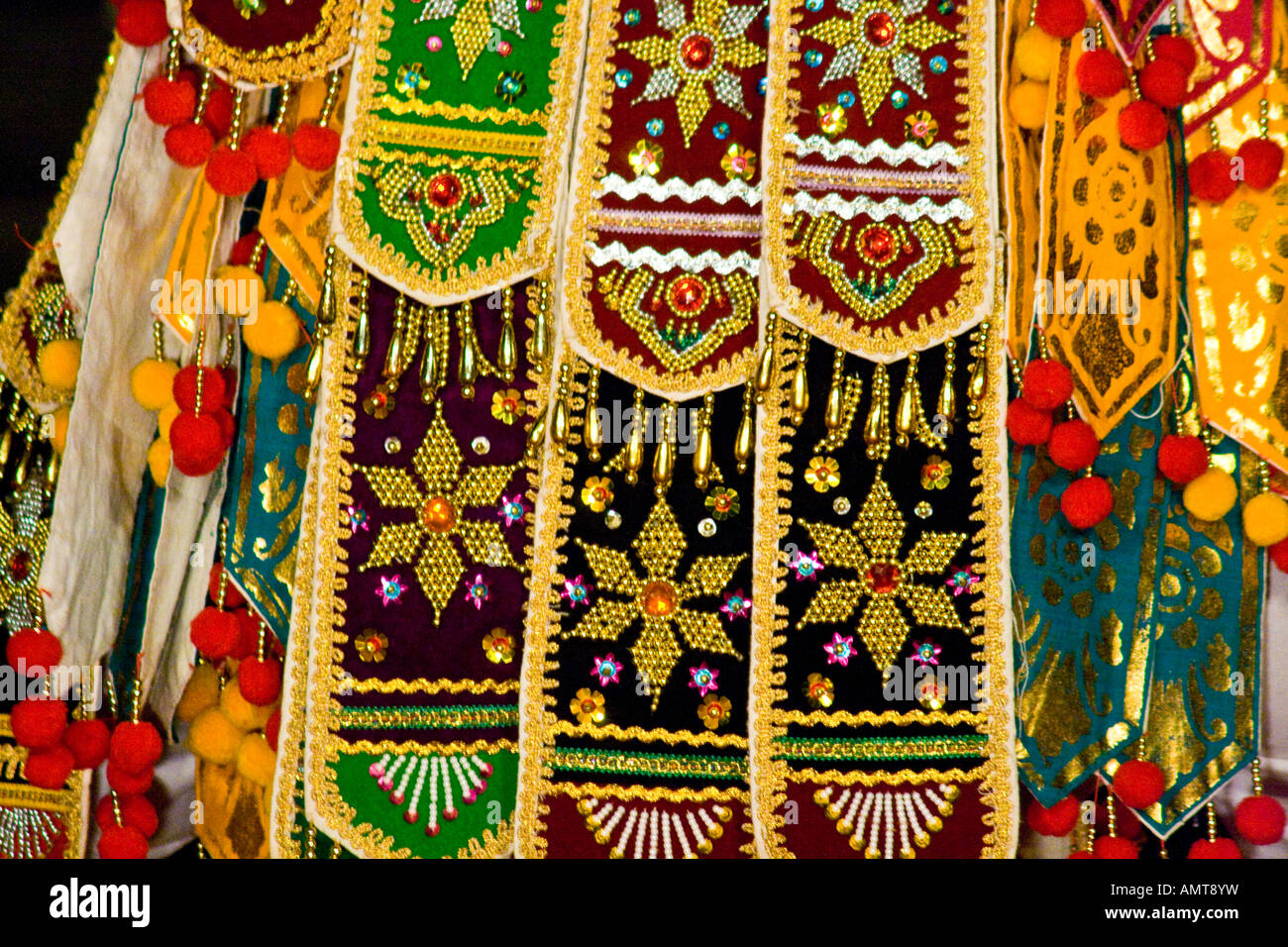 Closeup Détail de costume guerrier du Palais d'Ubud Bali Indonesia Banque D'Images