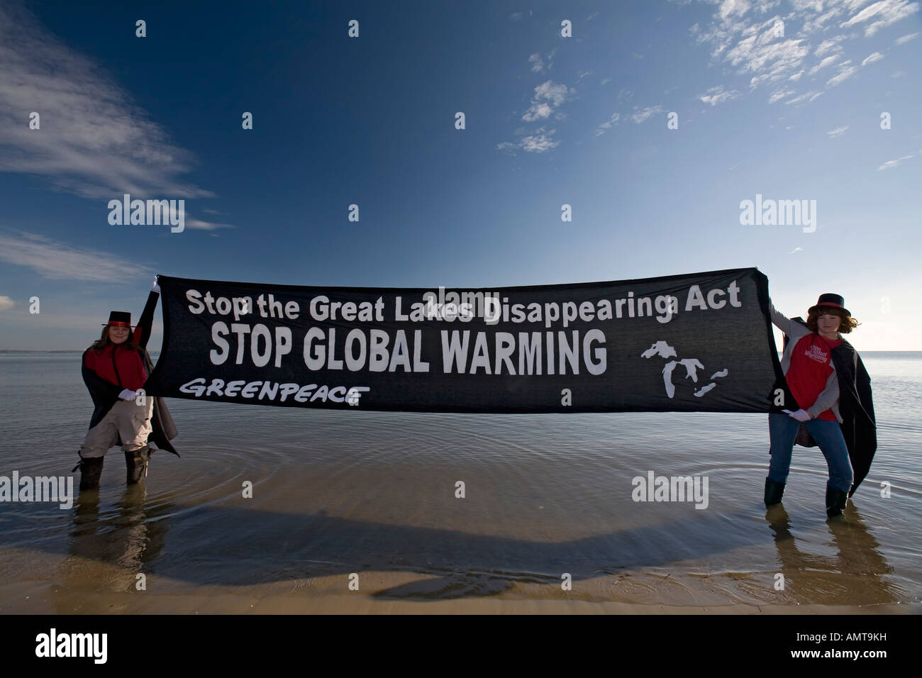 Les protestations de Greenpeace le réchauffement climatique et de la diminution de la région des Grands Lacs Banque D'Images