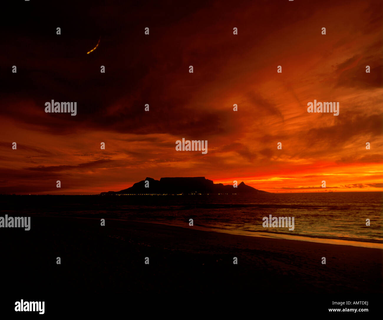 Coucher de soleil sur la Montagne de la table Banque D'Images