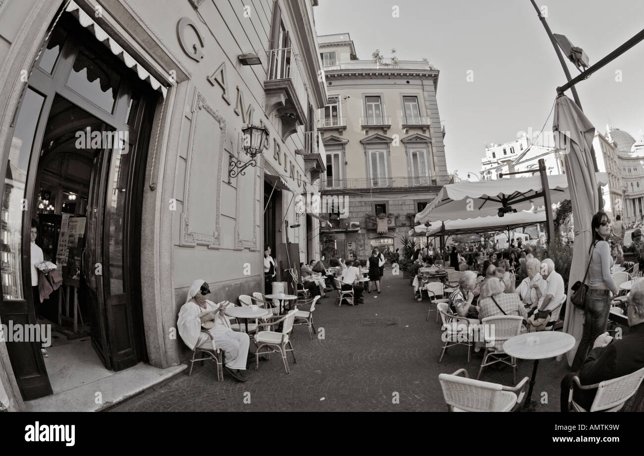 Gambrinus Napoli Naples Campanie bw monochrome café napolitain historique Banque D'Images
