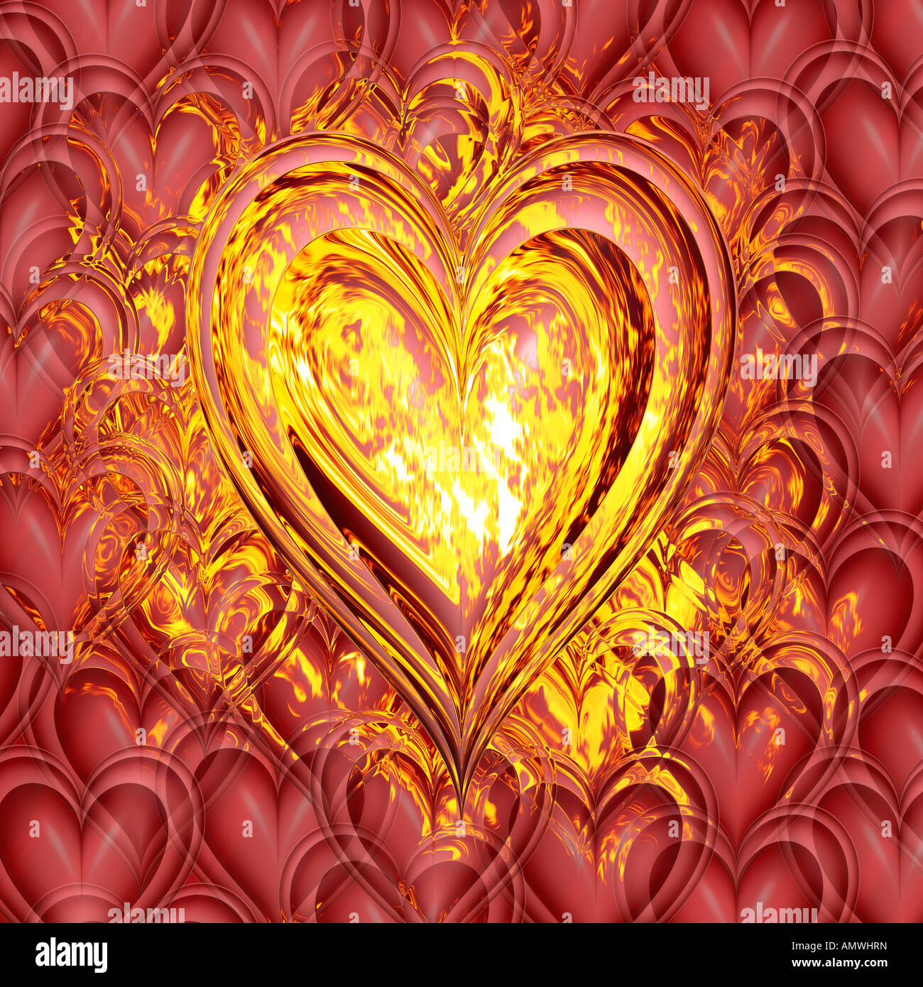 Coeur en feu pour symboliser la passion et l'amour brûlant Banque D'Images