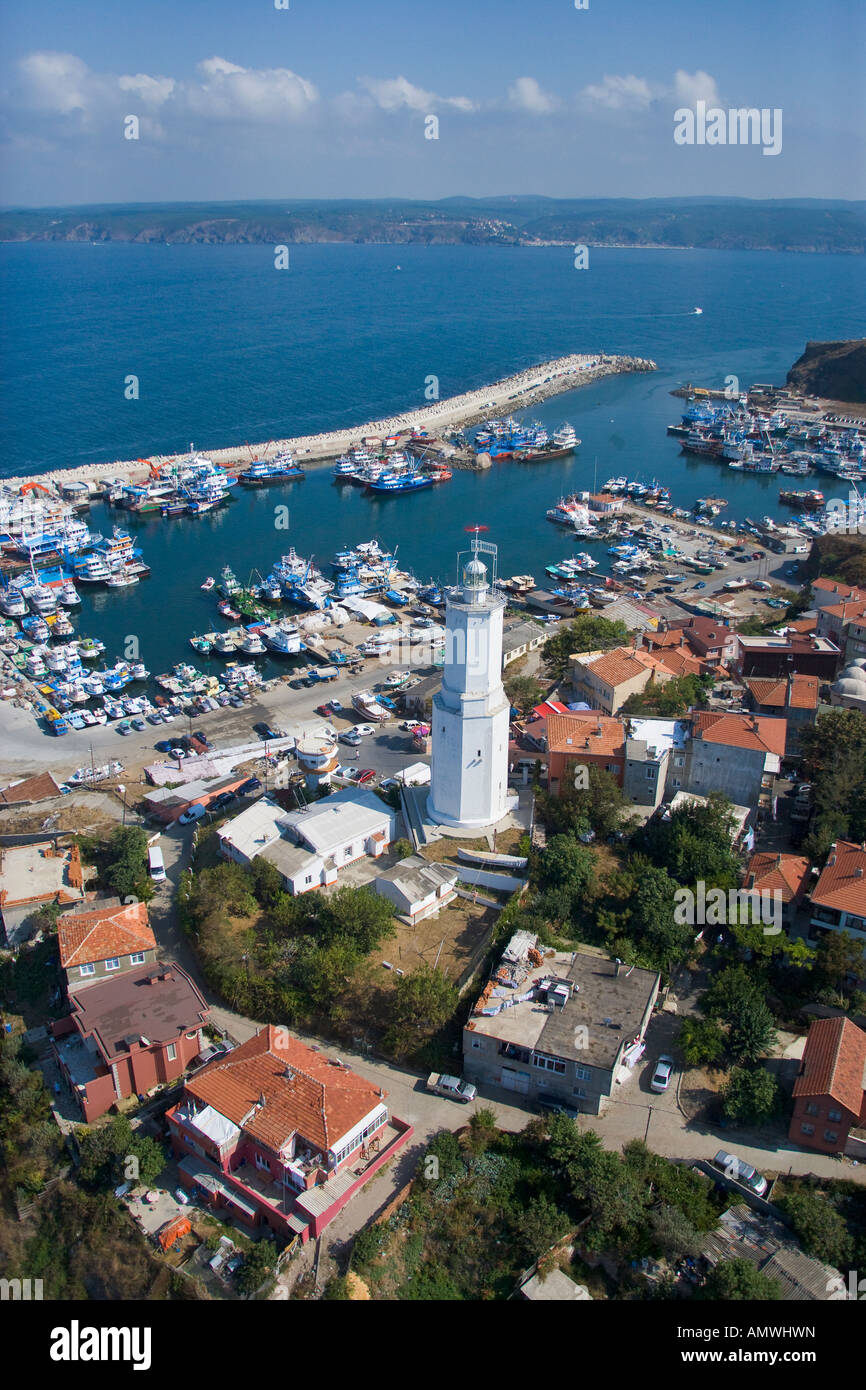 Rumelifeneri antenne phare côté mer Noire du Bosphore Istanbul Turquie Banque D'Images