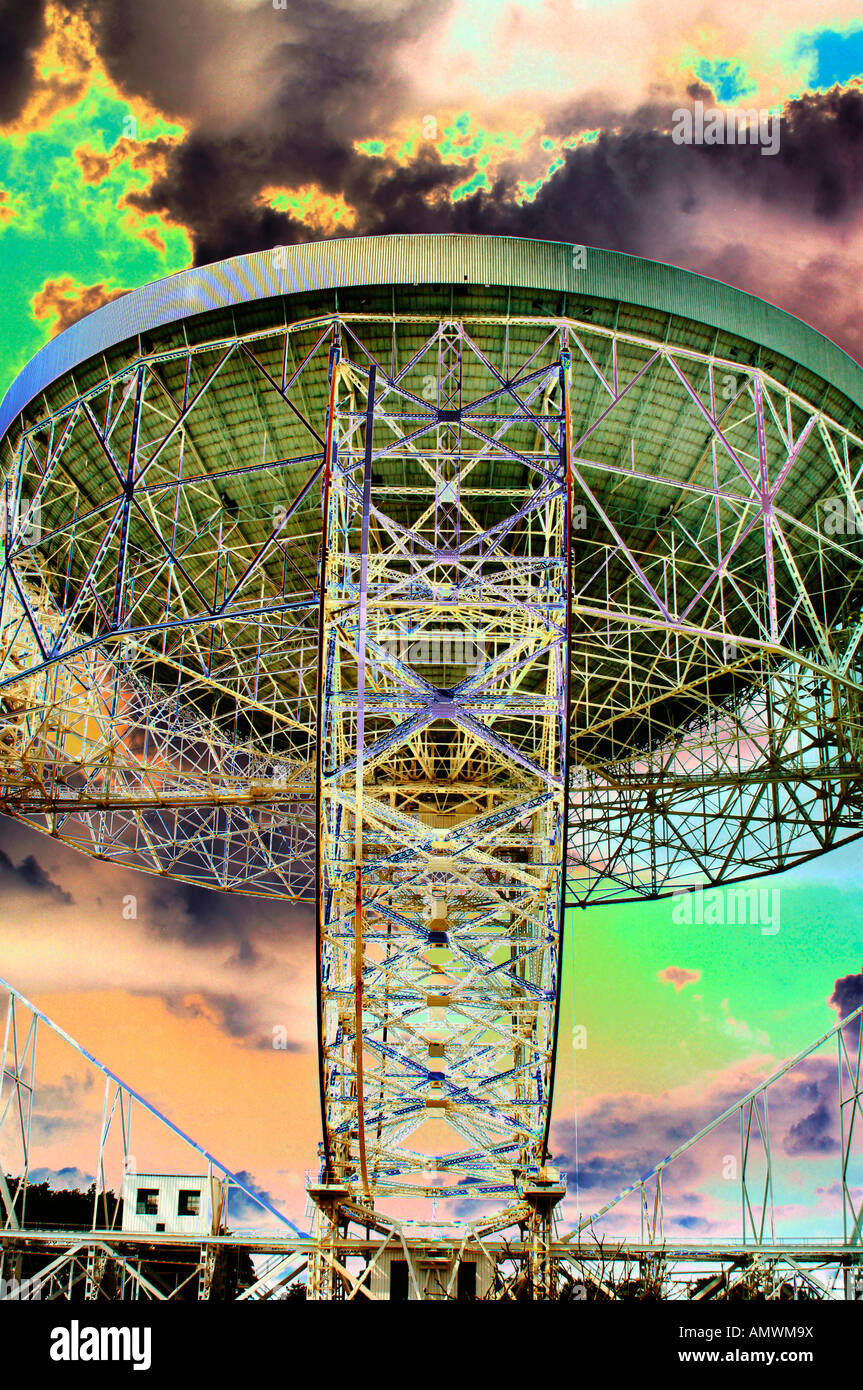 Image conceptuelle du radiotélescope de Jodrell Bank. Banque D'Images