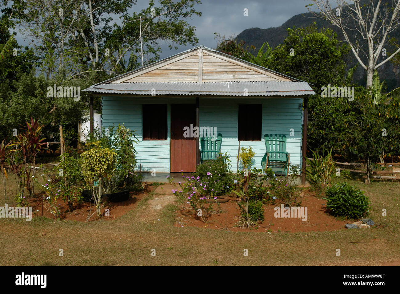 Une maison rurale traditionnelle cubaine près de Vinales Banque D'Images