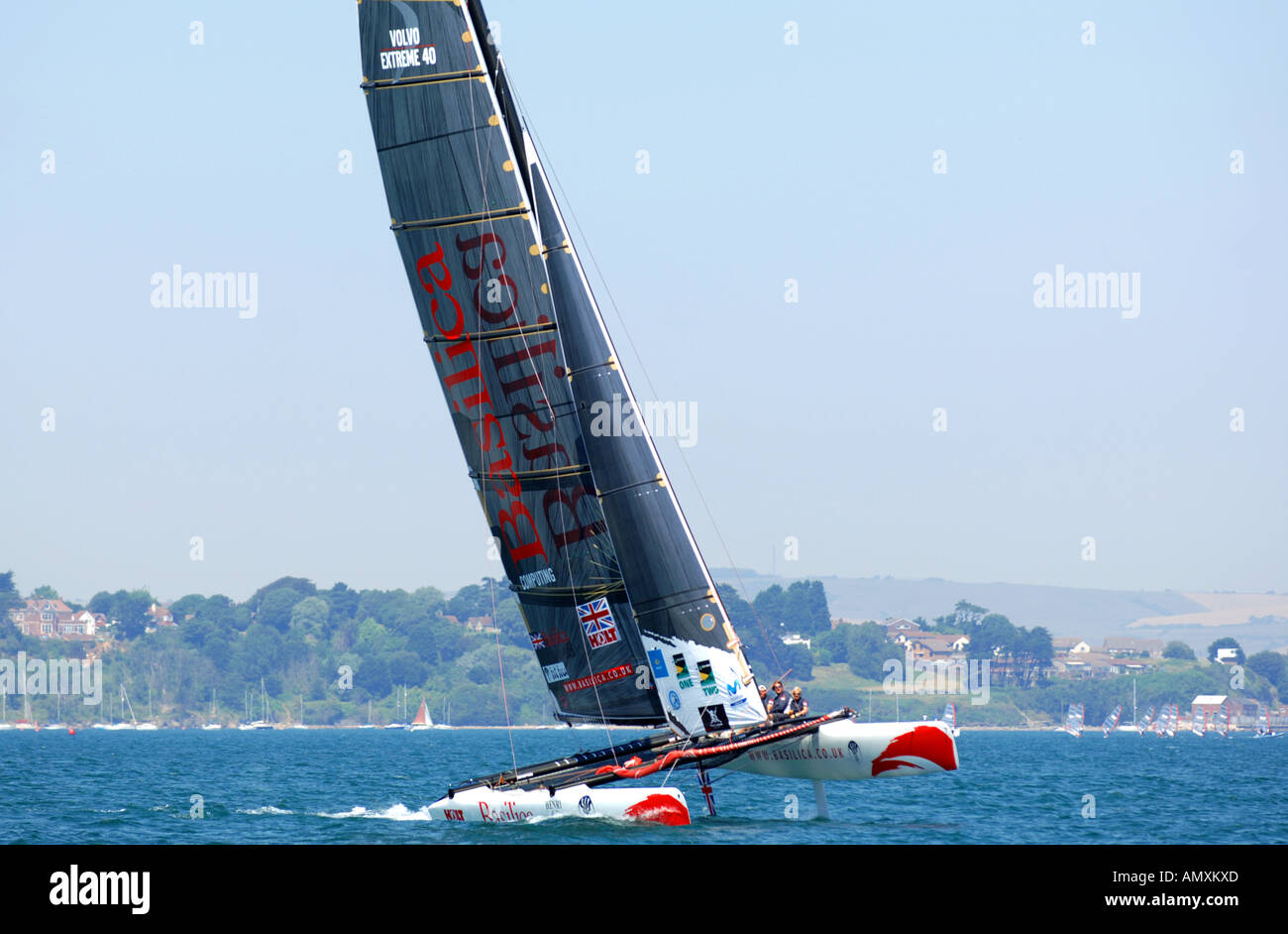 Catamaran, yacht, yachting, voile, Weymouth et Portland Sailing Academy en Grande-Bretagne Dorset UK Banque D'Images