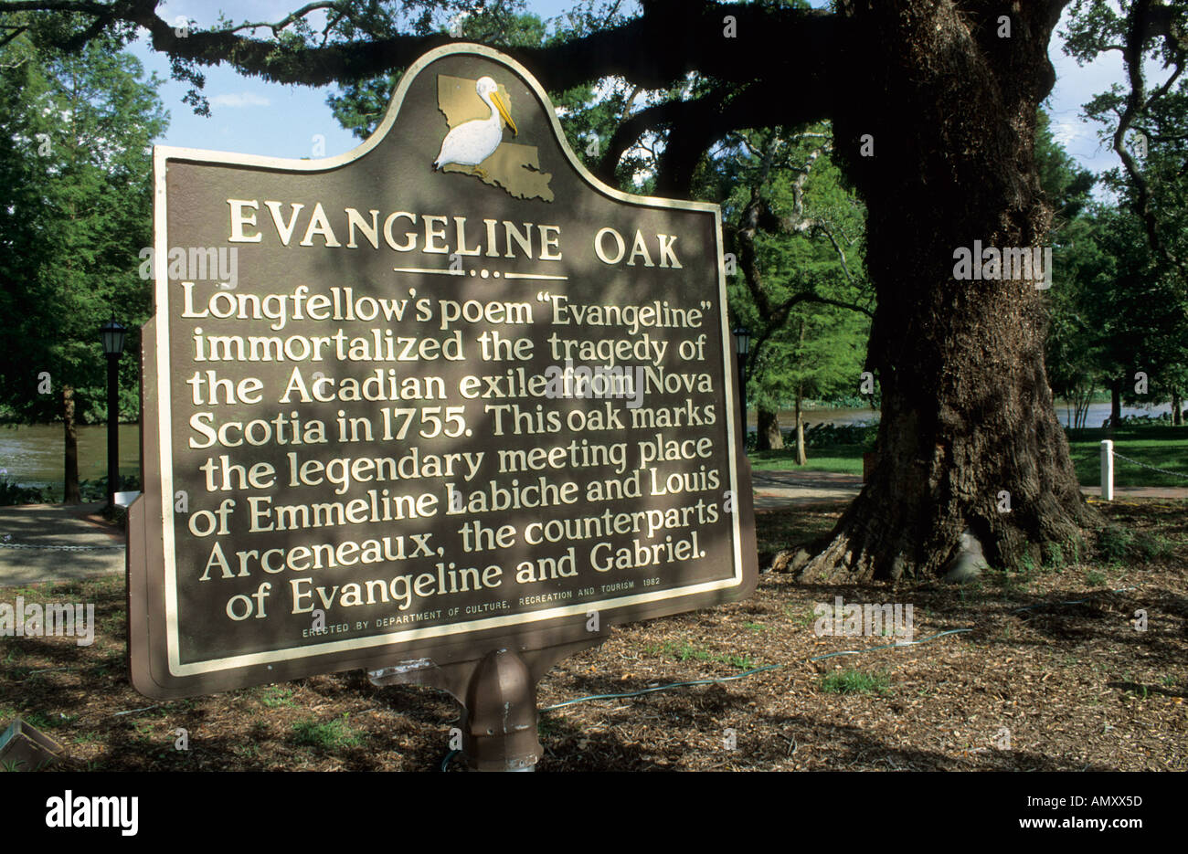 Memorial signe pour Evangeline poème de Longfellow histoire des Acadiens Banque D'Images