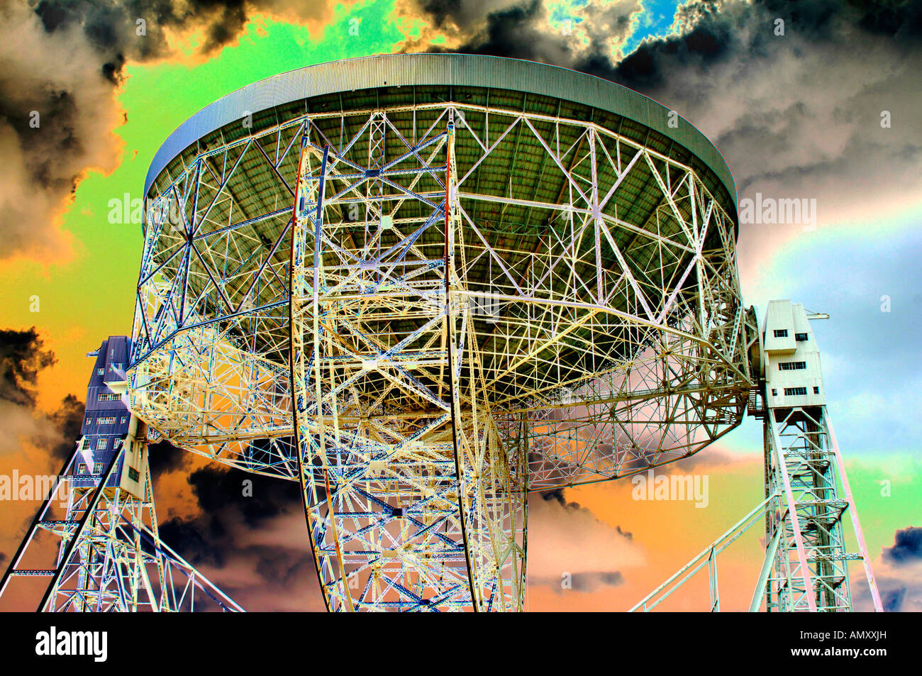 Image conceptuelle du radiotélescope de Jodrell Bank. Banque D'Images