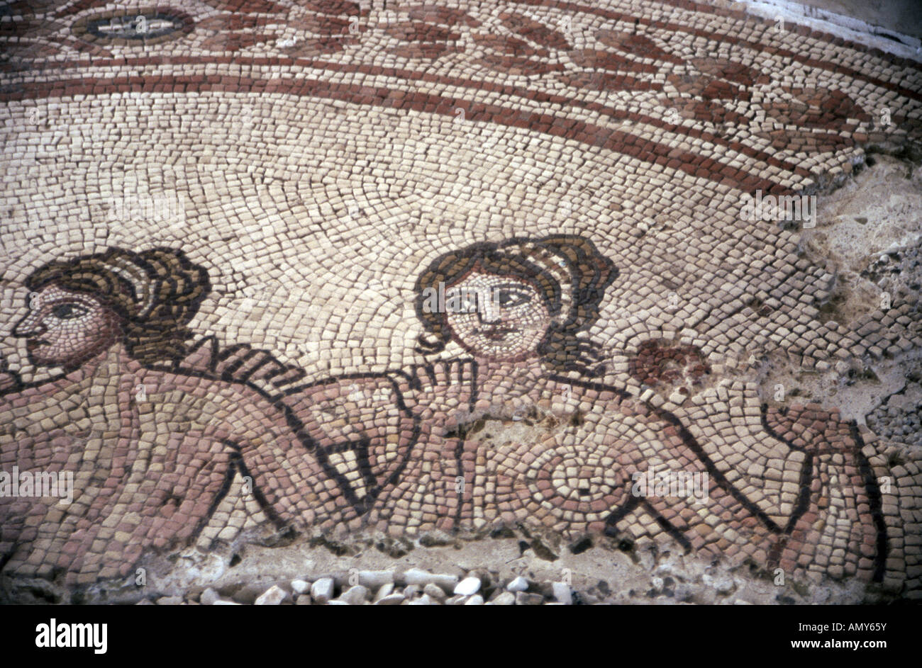 Sol en mosaïque romaine à l'Italie des Pouilles d'Egnazia Banque D'Images