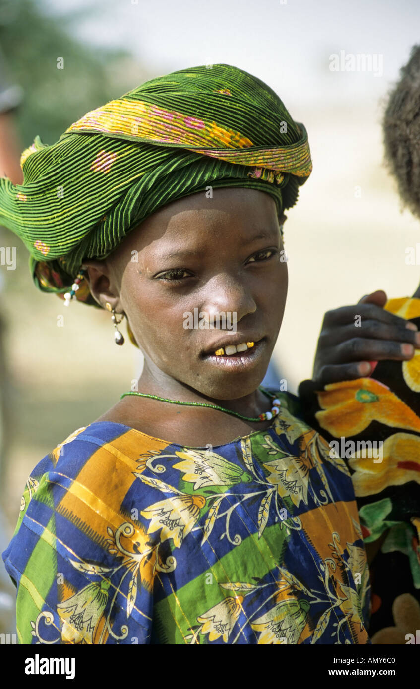 Jeune fille Bozo, Mali Banque D'Images