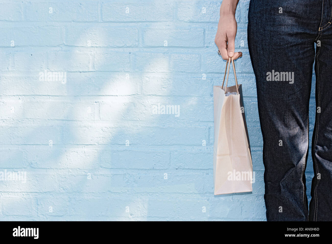 Woman Holding Shopping Bag Banque D'Images