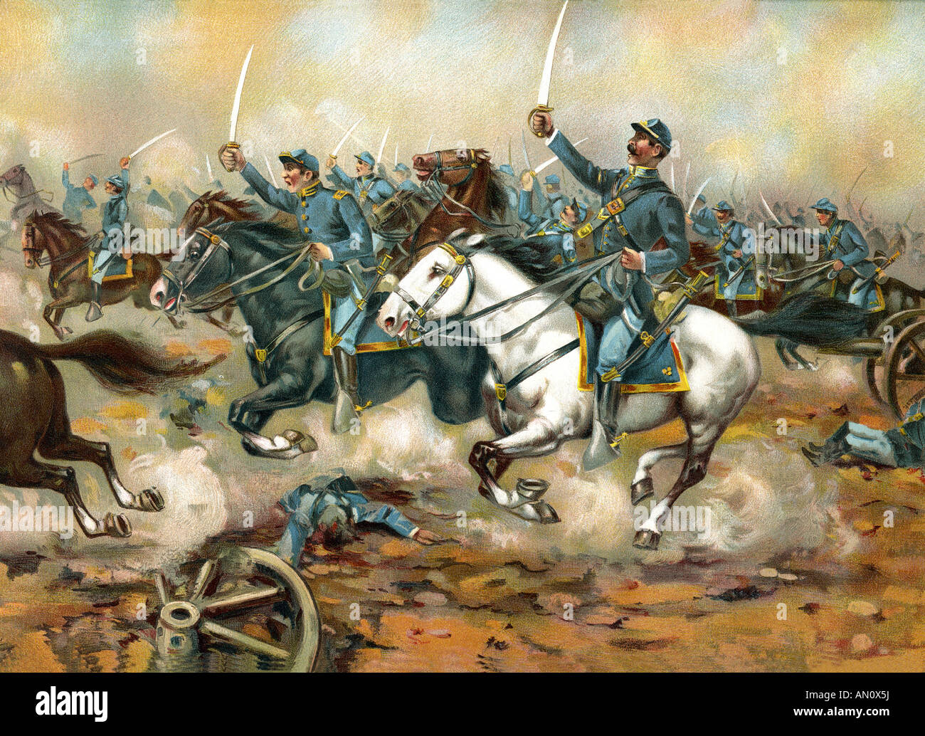 Charge de cavalerie de l'armée américaine la cinquième habitués de gaines Mill' en 1862 Banque D'Images