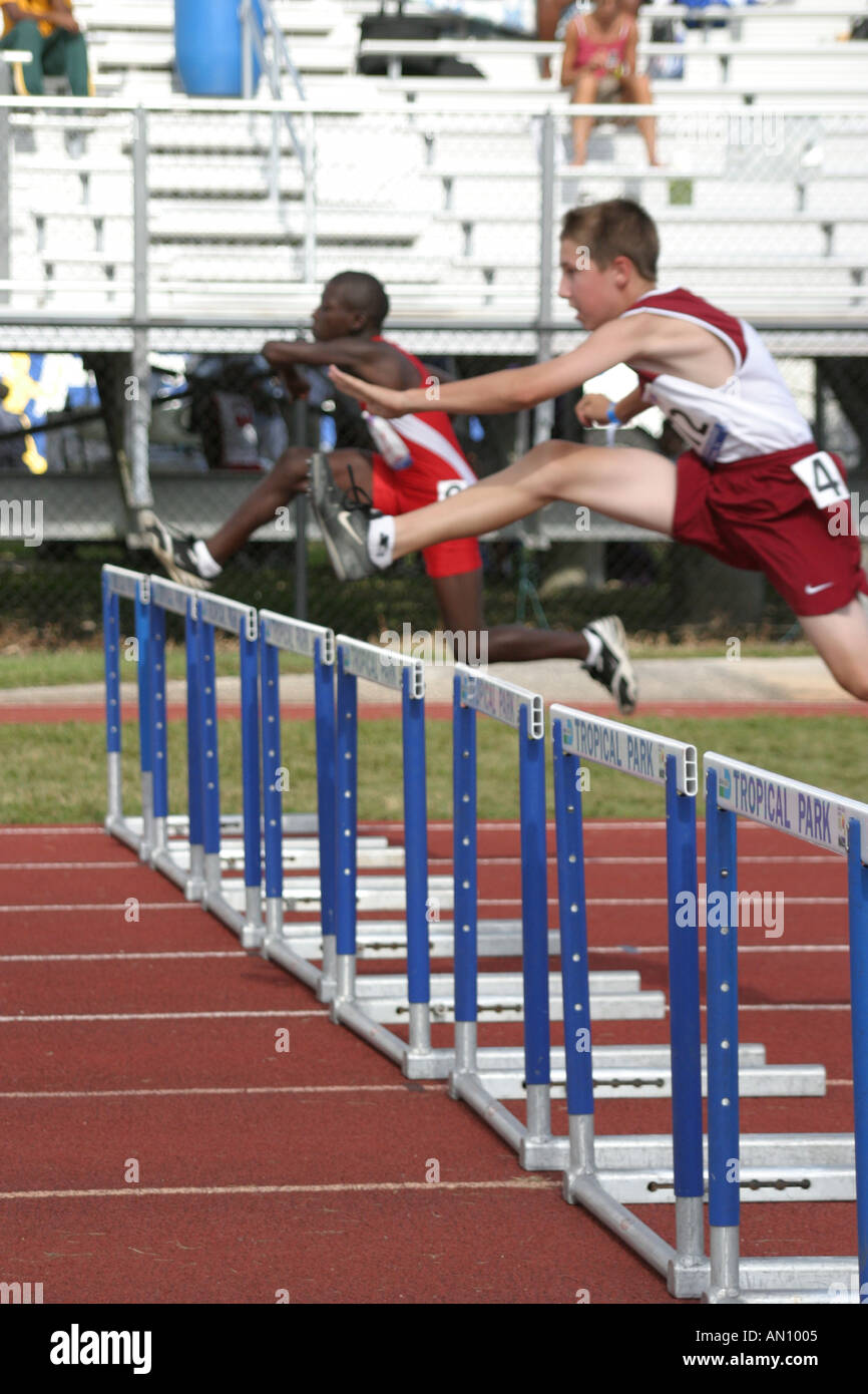Miami Florida,Tropical Park,USA Track and Field National Junior Olympics,Etudiants éducation élèves élèves élèves,école,campus,apprendre apprend l'apprentissage,t Banque D'Images