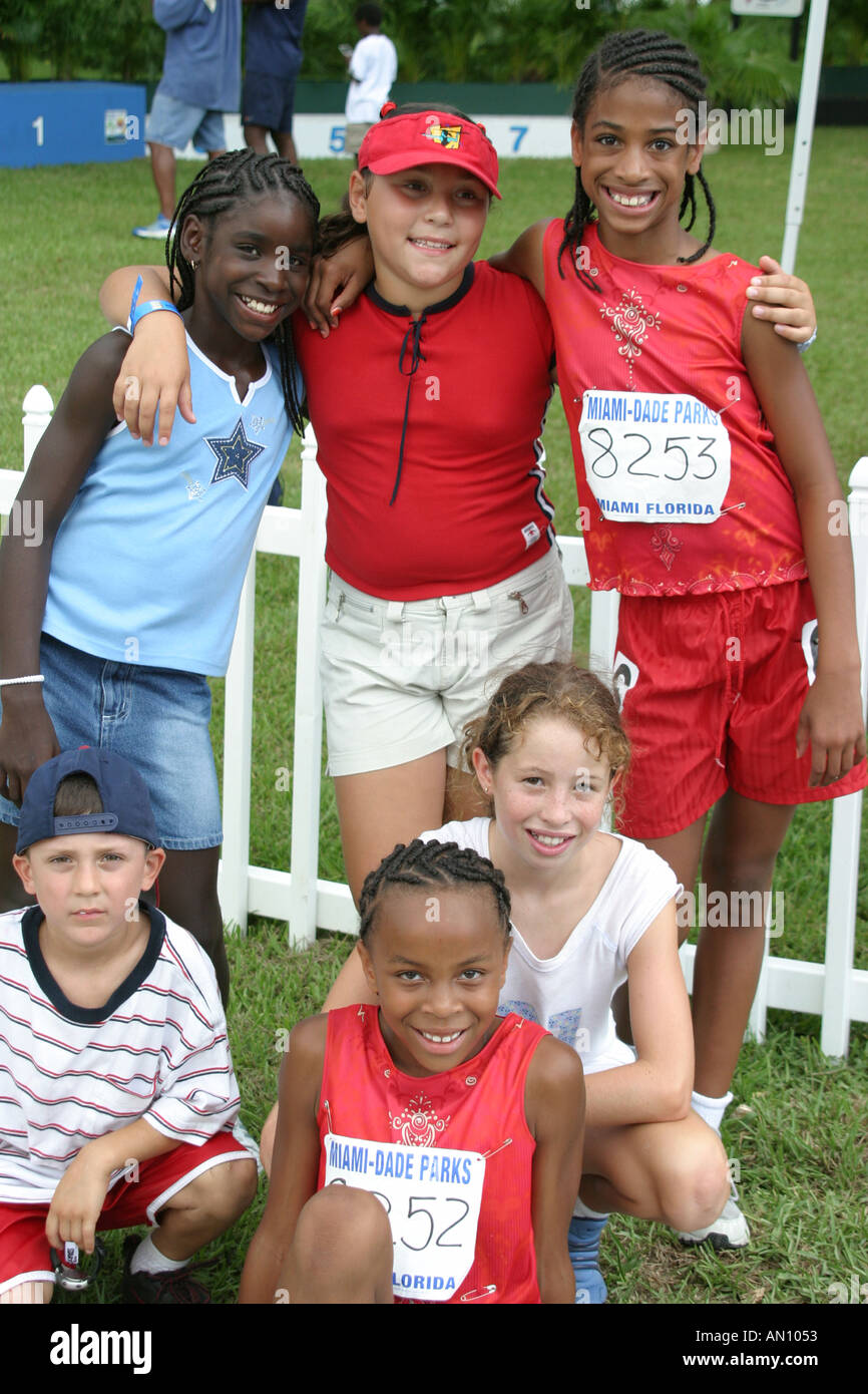 Miami Florida,Tropical Park,USA Track and Field National Junior Olympics,Etudiants éducation élèves élèves élèves,école,campus,apprendre apprend l'apprentissage,t Banque D'Images