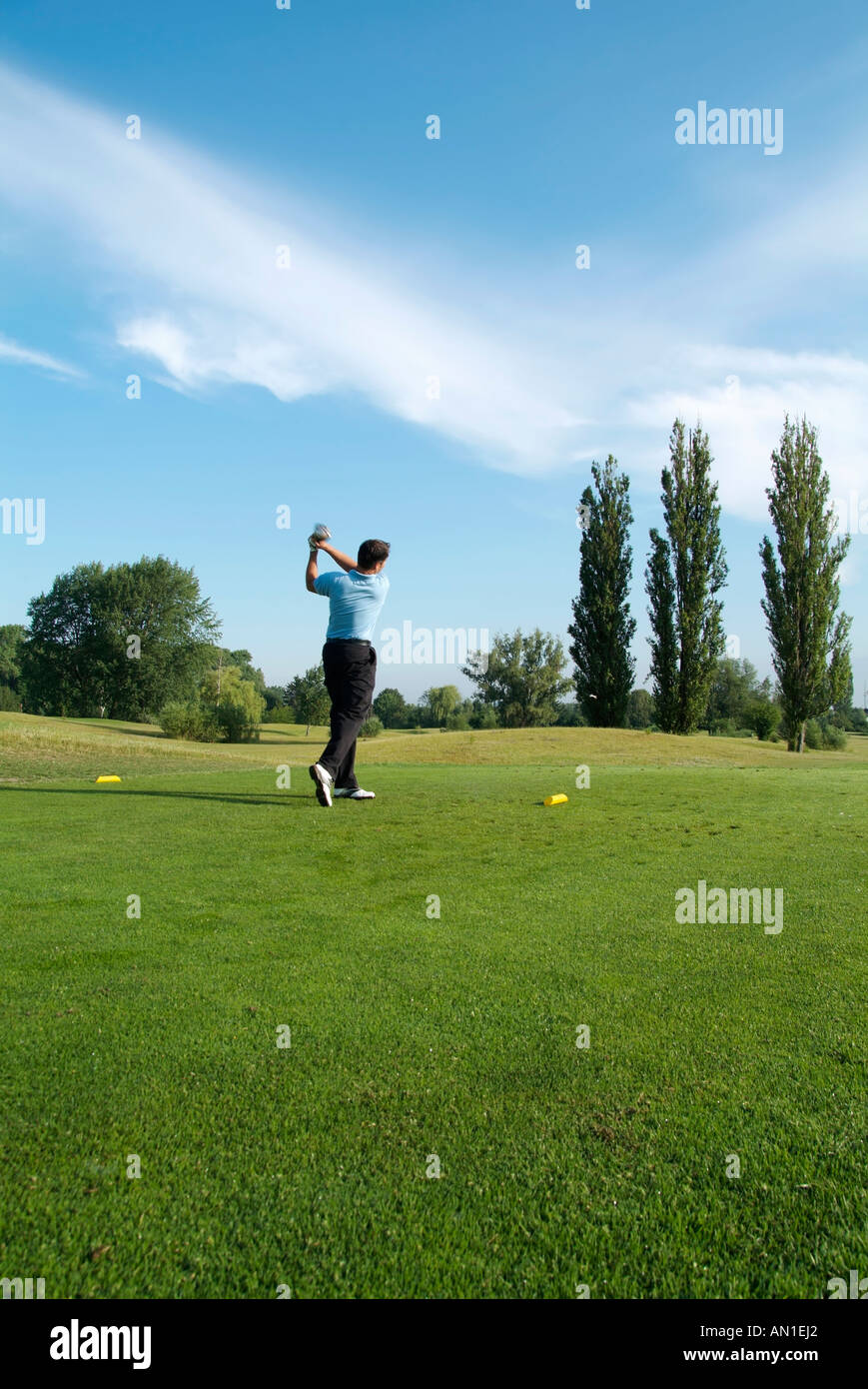 Golf Golf Golf, close-up d'un joueur de golf frapper sa balle Banque D'Images