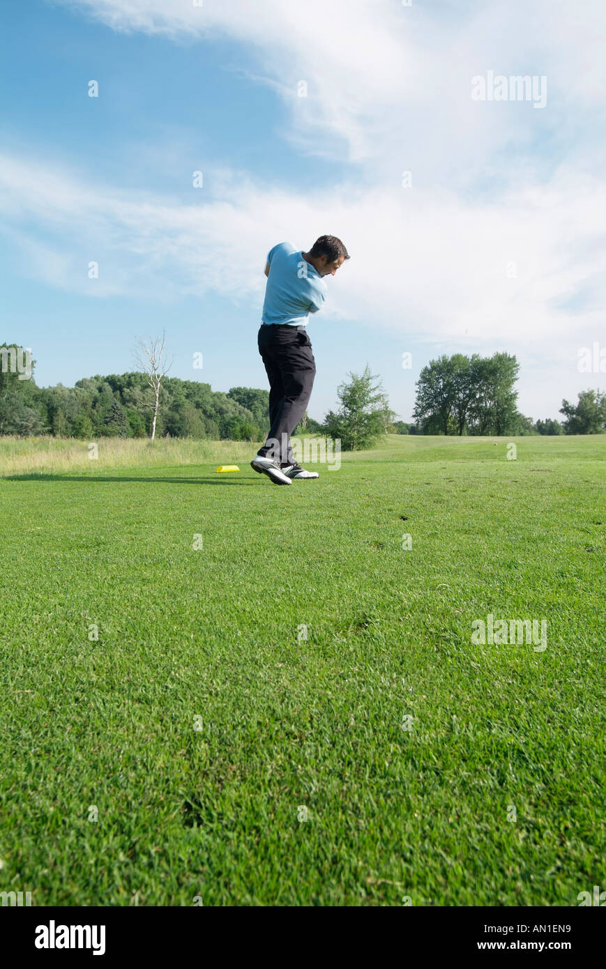 Golf Golf Golf, close-up d'un joueur de golf frapper sa balle Banque D'Images