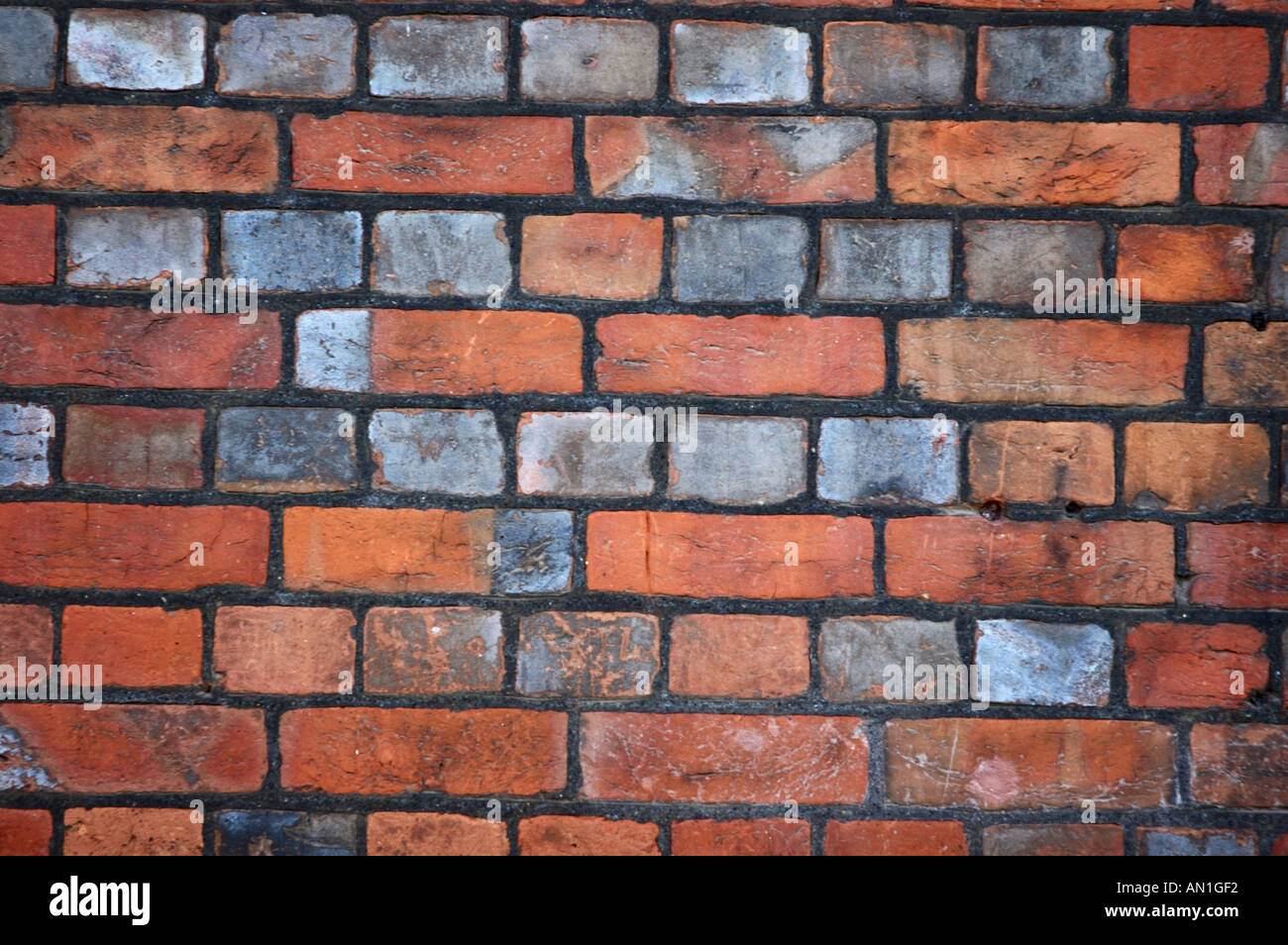 Lien anglais avec briques vernissées bleu rouge noir en-têtes et des civières de pointage de mortier Banque D'Images