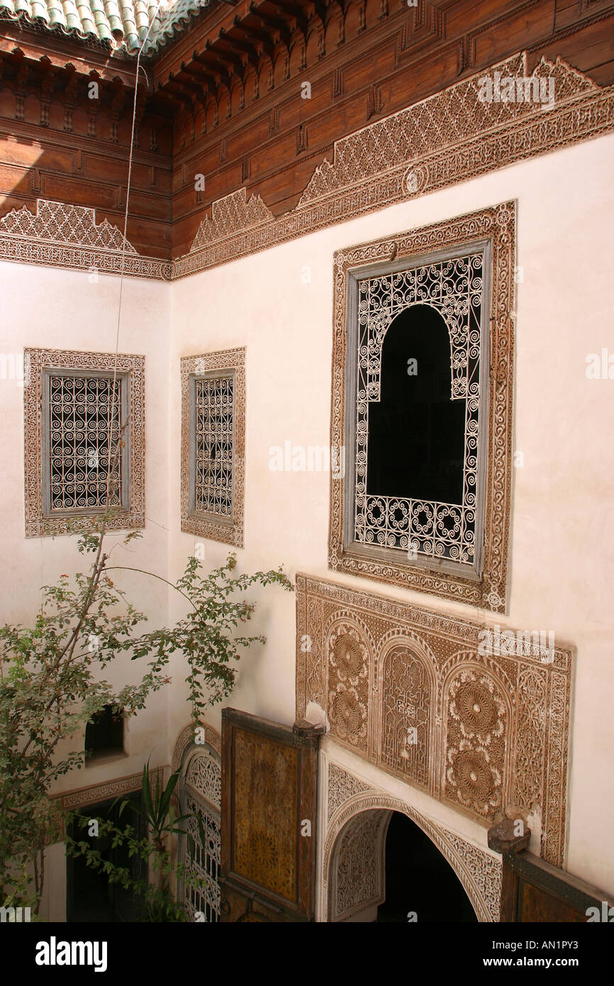 Maroc Marrakech Maison Tisikwin Courtyard Banque D'Images