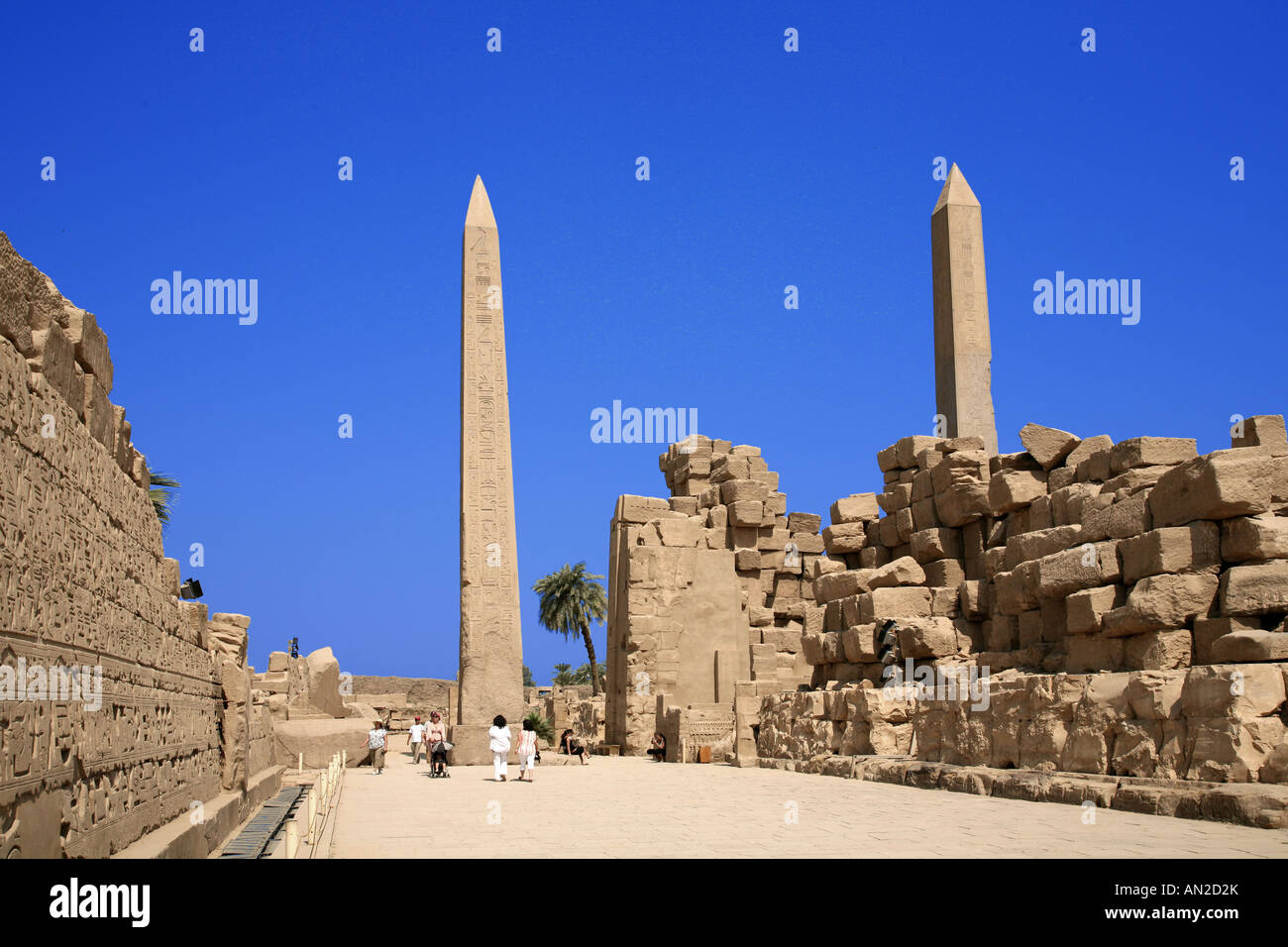 Deux obélisques, Temple de Karnak Banque D'Images