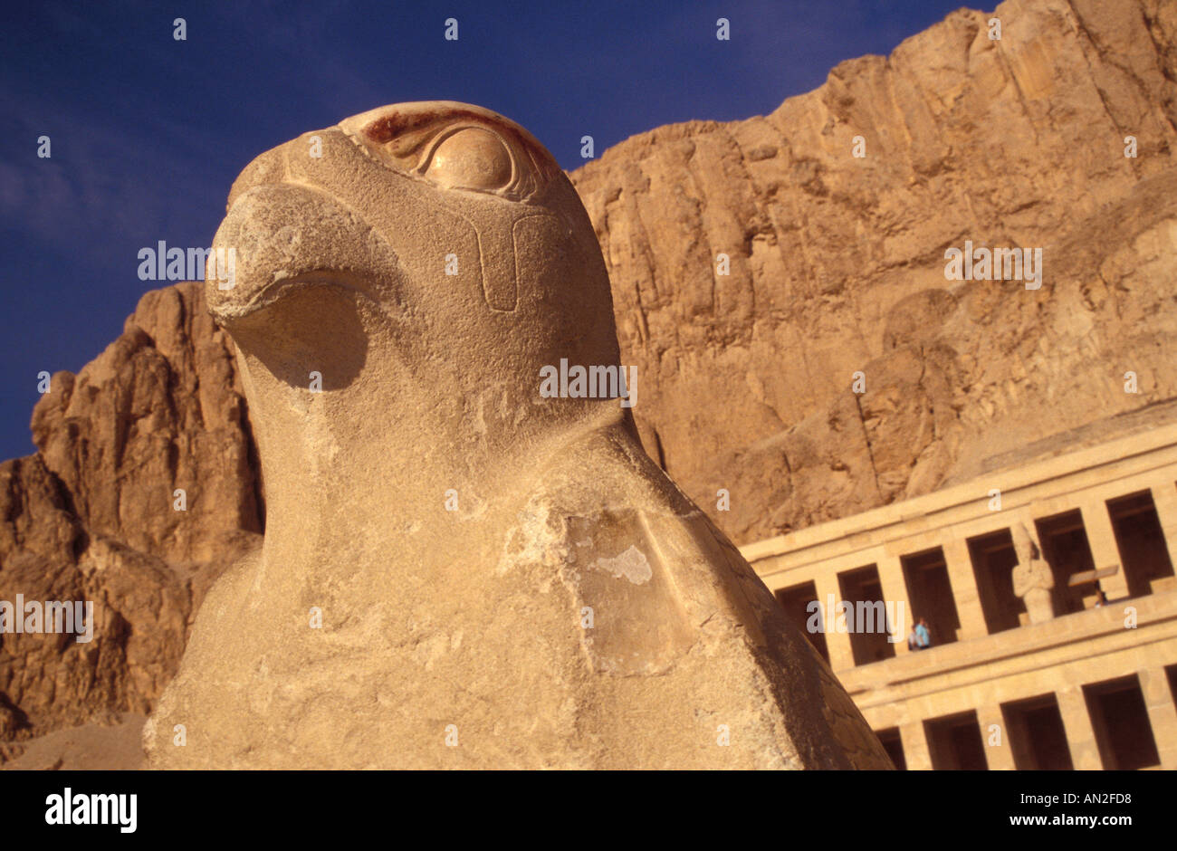 Pèlerin de la statue dans le Temple de la Reine Hatshepsout à Thèbes (Louxor), Égypte Banque D'Images