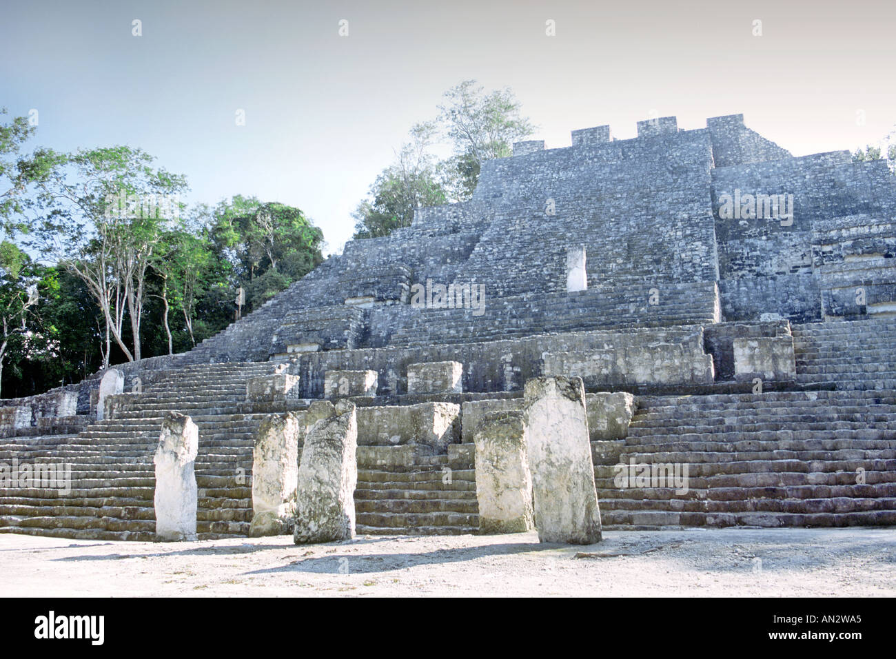Les ruines mayas de Calakmul dans la Réserve de biosphère de Calakmul dans l'État de Campeche au Mexique. Banque D'Images