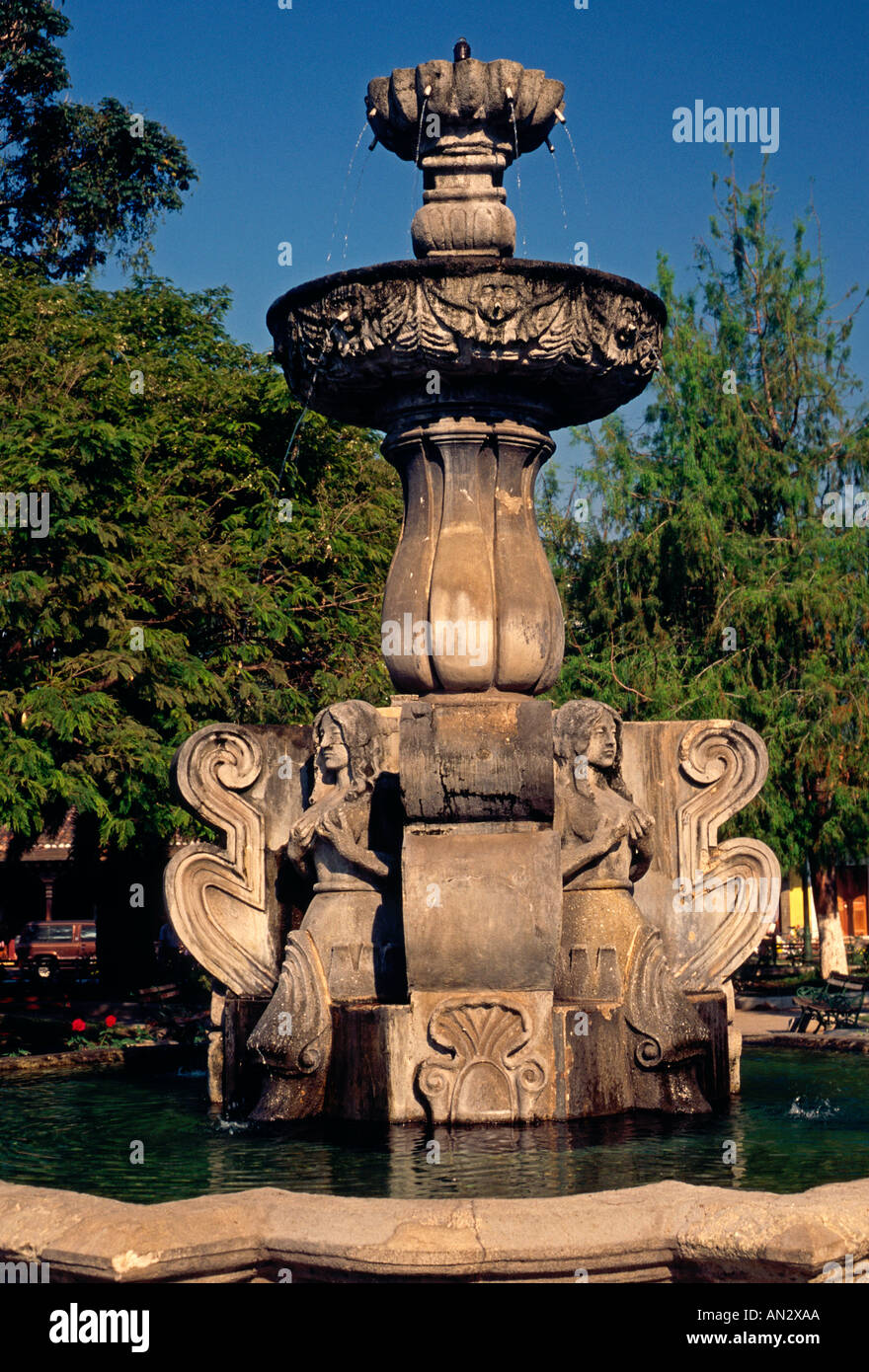 Mermaid Fountain Plaza Mayor Antigua Guatemala Ministère Sacatepequez Banque D'Images