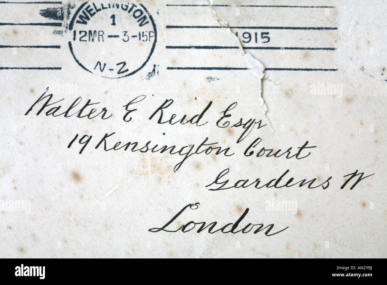 Au début du 20e siècle lettre avec l'écriture sur cuivre Banque D'Images