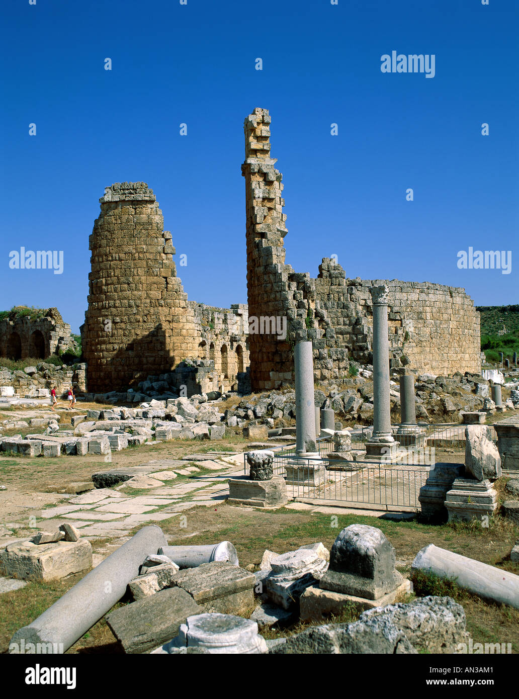 Vestiges romains, Perge, Côte Méditerranéenne, Turquie Banque D'Images