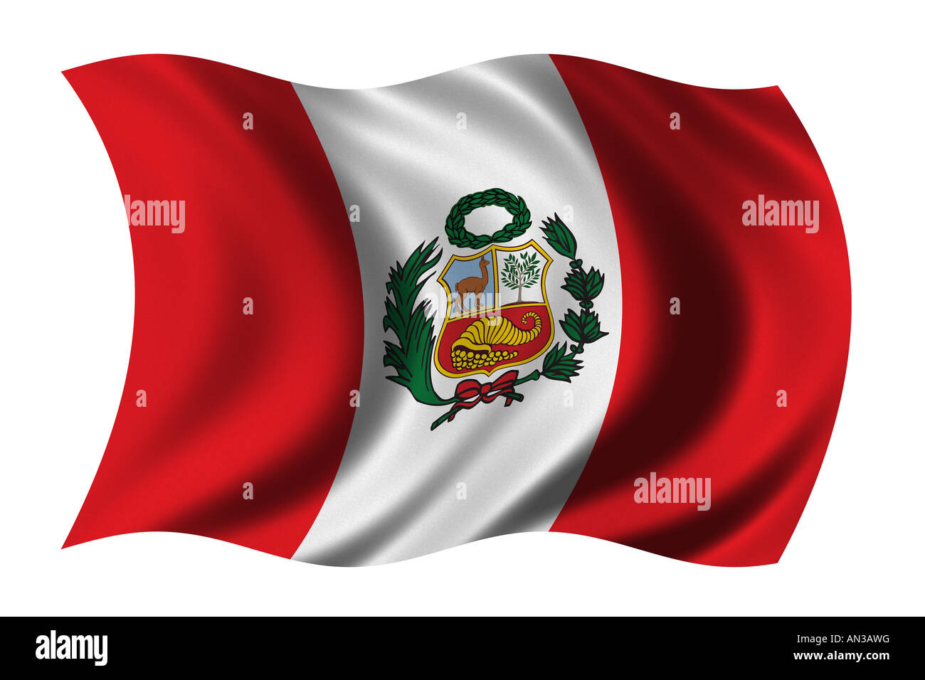 Brandissant le drapeau du Pérou dans le vent très haute résolution format natif pas de dimensionnement de Banque D'Images
