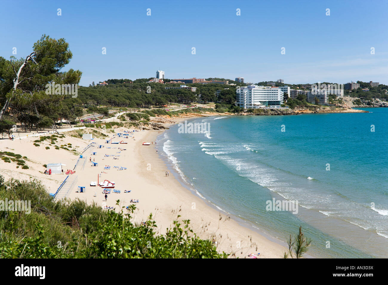 Platja Llarga et Hôtel Negresco Princess, Salou, Costa Dorada, Espagne Banque D'Images