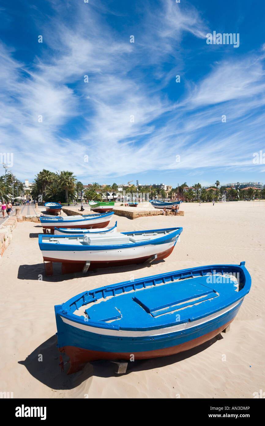 Grande plage à proximité de Marina, Salou, Costa Dorada, Espagne Banque D'Images